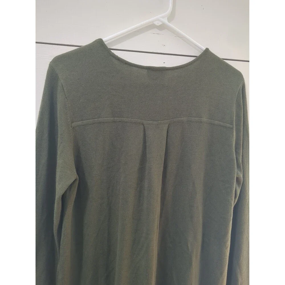 Elie Tahari L cashmere blend green tunic sweater fall winter boho coastal
